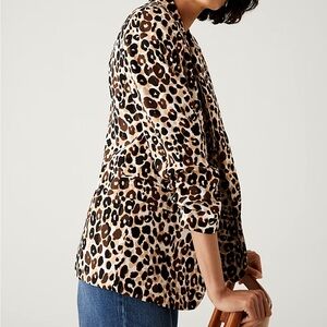 Leopard Print Tailored Blazer Jacket - Brown/Black